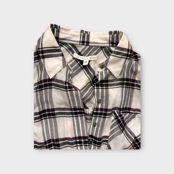 Veronica Beard Tie Front Plaid Button Down Dress